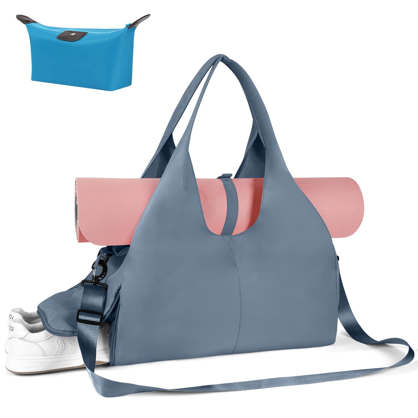 Aucuu Sporttasche, Reisetasche mit Schuhfach & Nassfach, Groß Gym Tasche für Damen und Herren, wasserdichte Trainingstasche Yogatasche für Yogamatten & Yoga-Zubehör Fitnesstasche (Nicht enthalten)