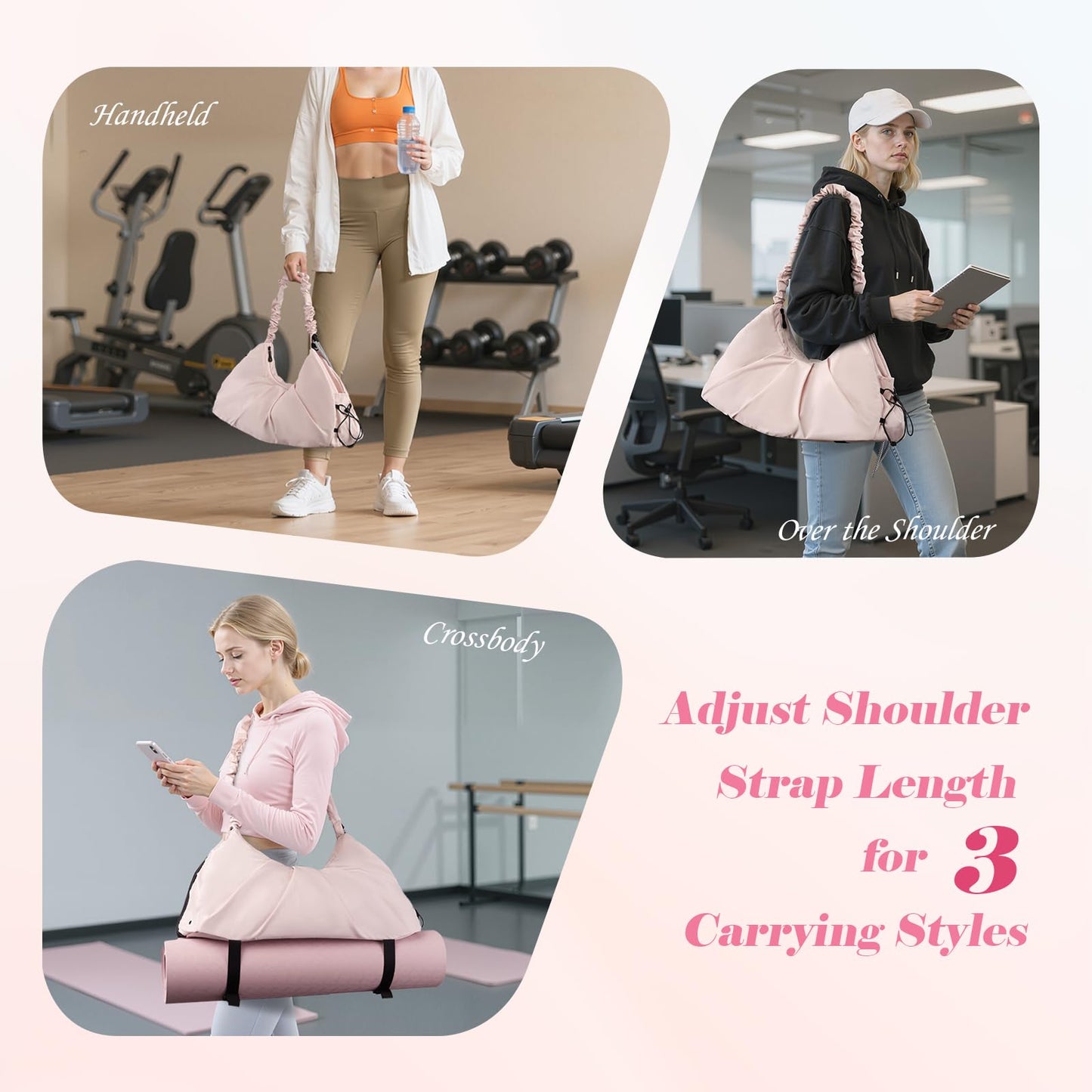 Dizdvizd Kleine Fitness-Tasche für Frauen mit Schuhfach & Nass Tasche, 16L Leichtgewicht Reise Carry-on Weekender, wasserdichte Tasche mit Yoga-Matte Halter