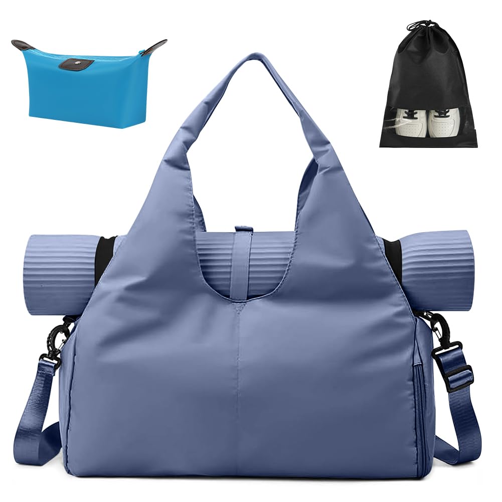 Aucuu Sporttasche, Reisetasche mit Schuhfach & Nassfach, Groß Gym Tasche für Damen und Herren, wasserdichte Trainingstasche Yogatasche für Yogamatten & Yoga-Zubehör Fitnesstasche (Nicht enthalten)