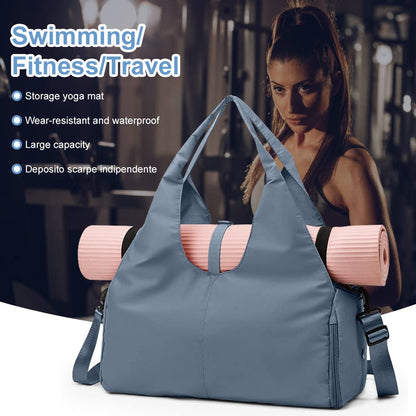 Aucuu Sporttasche, Reisetasche mit Schuhfach & Nassfach, Groß Gym Tasche für Damen und Herren, wasserdichte Trainingstasche Yogatasche für Yogamatten & Yoga-Zubehör Fitnesstasche (Nicht enthalten)