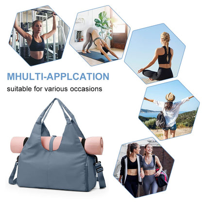 Aucuu Sporttasche, Reisetasche mit Schuhfach & Nassfach, Groß Gym Tasche für Damen und Herren, wasserdichte Trainingstasche Yogatasche für Yogamatten & Yoga-Zubehör Fitnesstasche (Nicht enthalten)