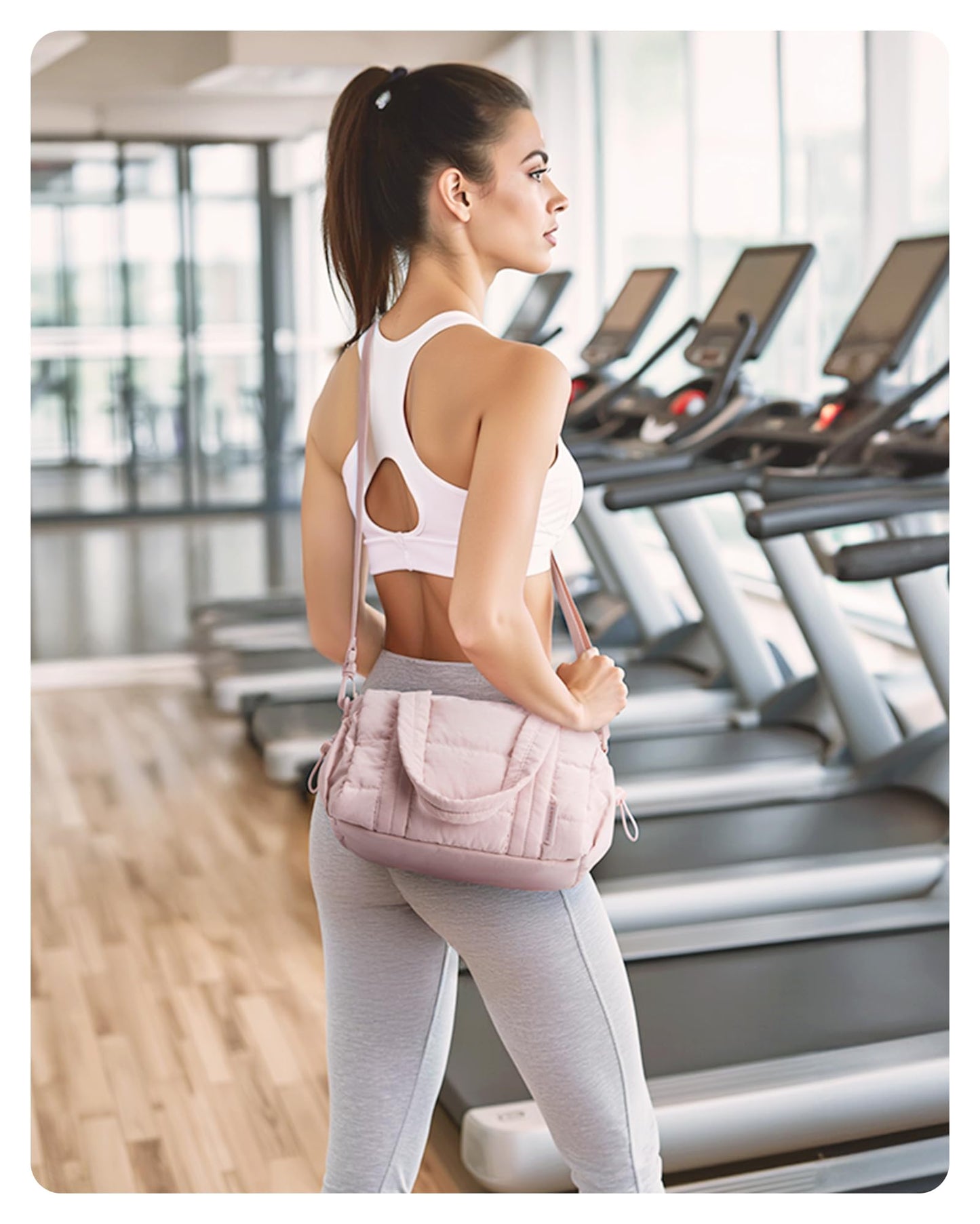 bagsmart Mini 5L Puffer Damen Umhängetasche crossbody bag damen Sporttasche, gesteppte Sporttasche für Wochenende/Schwimmen, Rosa