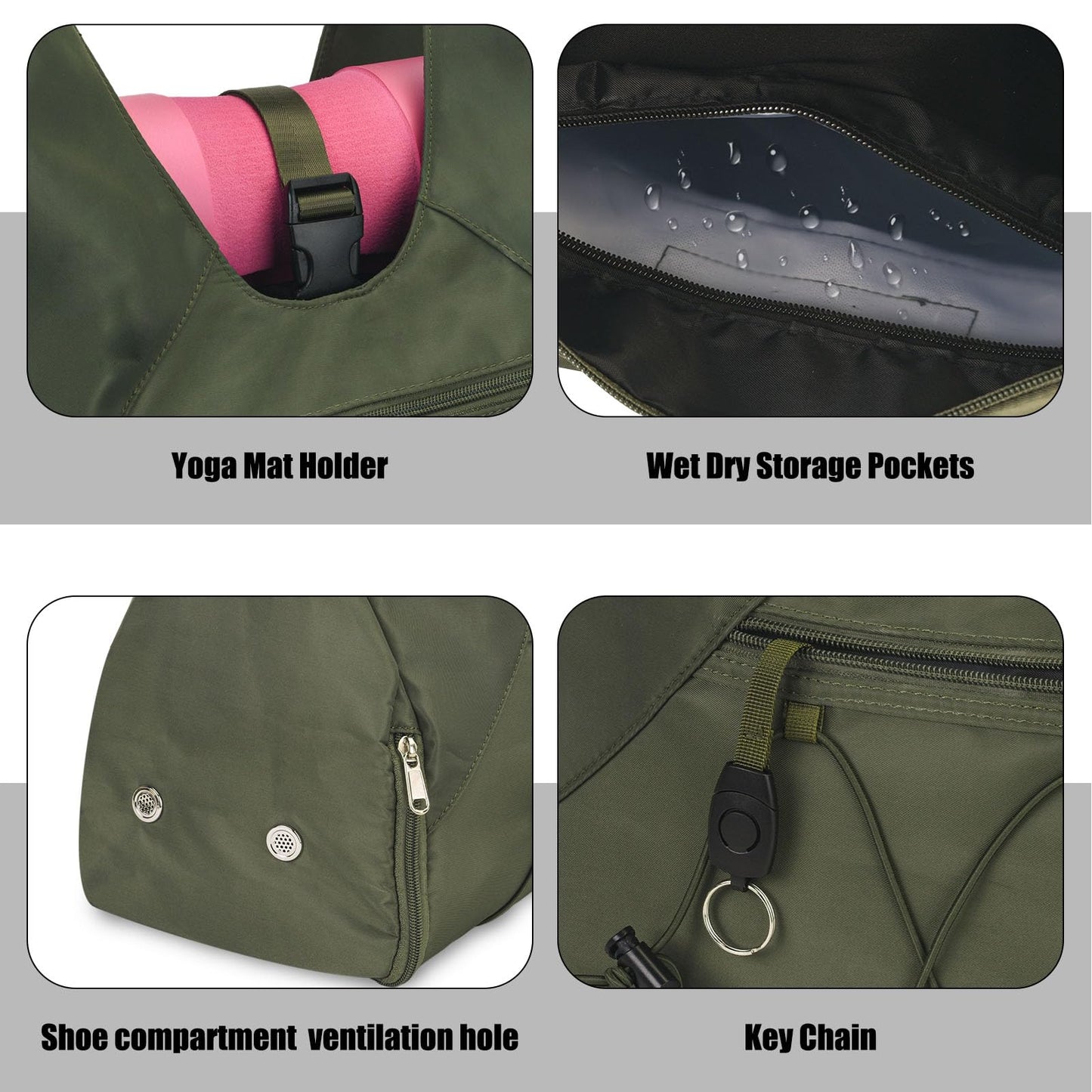 SIVENKE Sporttasche für Damen Yogatasche mit Schuhfach & Nassfach Reisetasche Tragetasche für Yogamatten Freizeit Handtasche Schwimmtasche Gym Tasche für Damen und Herren