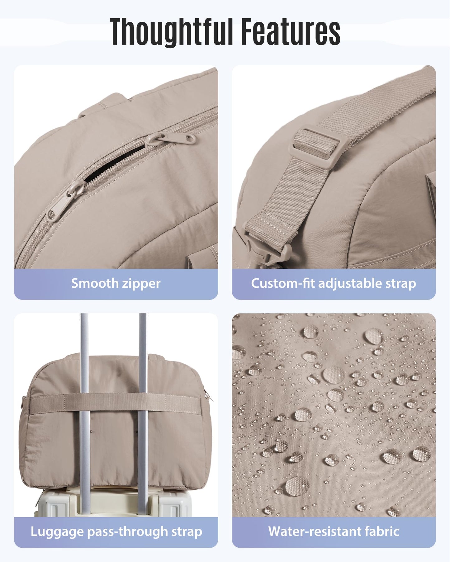 LIGHT FLIGHT Reisetasche Handgepäck Tasche Leichte Sporttasche Mit Kulturbeutel, 20L Travel Duffle Gym Bag Kliniktasche Geburt Krankenhaustasche, Braun