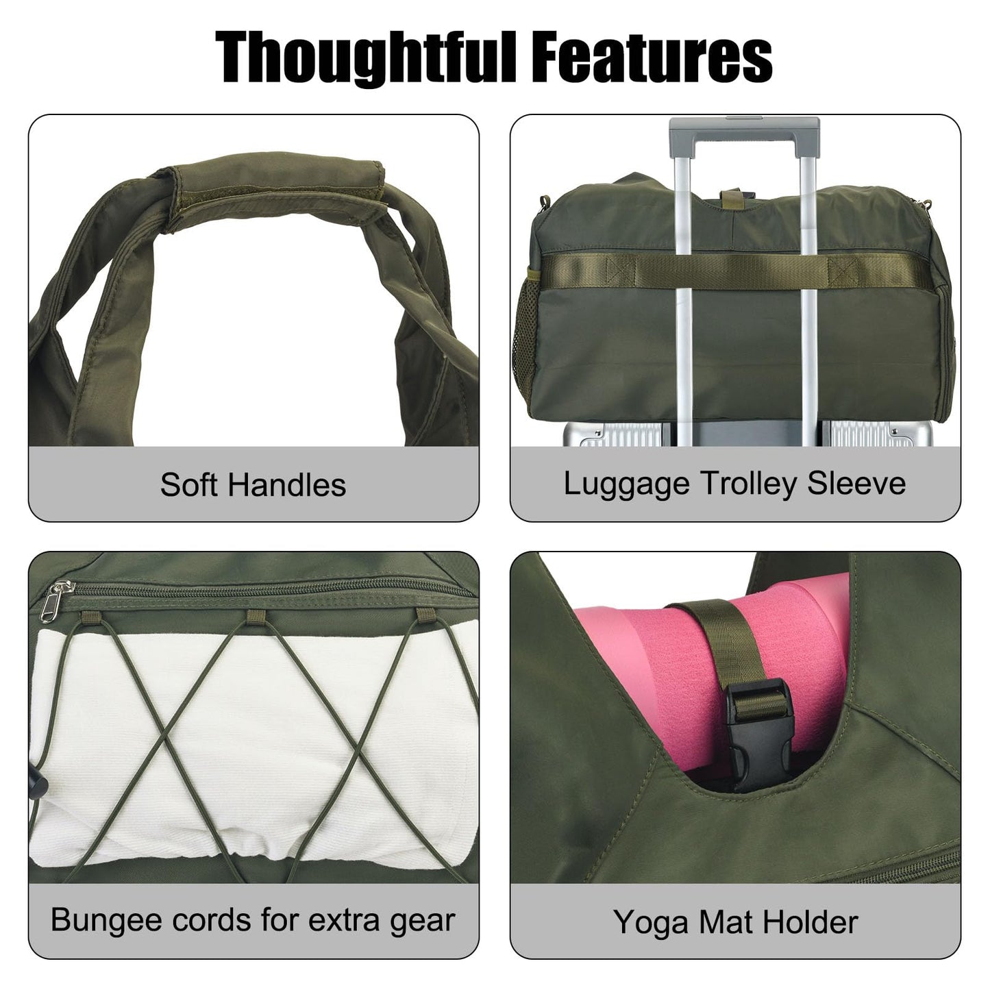 SIVENKE Sporttasche für Damen Yogatasche mit Schuhfach & Nassfach Reisetasche Tragetasche für Yogamatten Freizeit Handtasche Schwimmtasche Gym Tasche für Damen und Herren