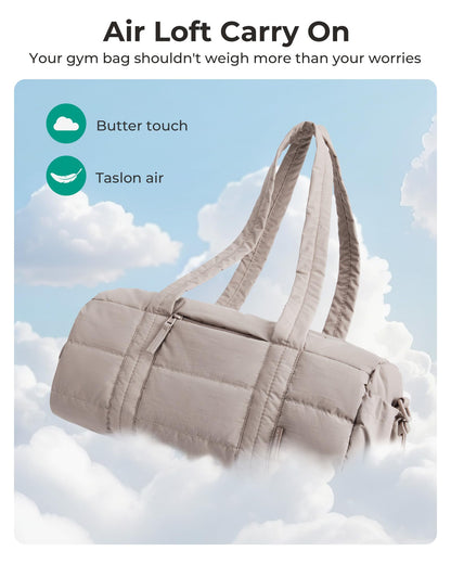 bagsmart Reiki Sporttasche für Damen, Reisetasche für Yogamatten mit Nass- und Trockenfach, 18L Gesteppte Sporttasche für Wochenende/Schwimmen, Sandbraun