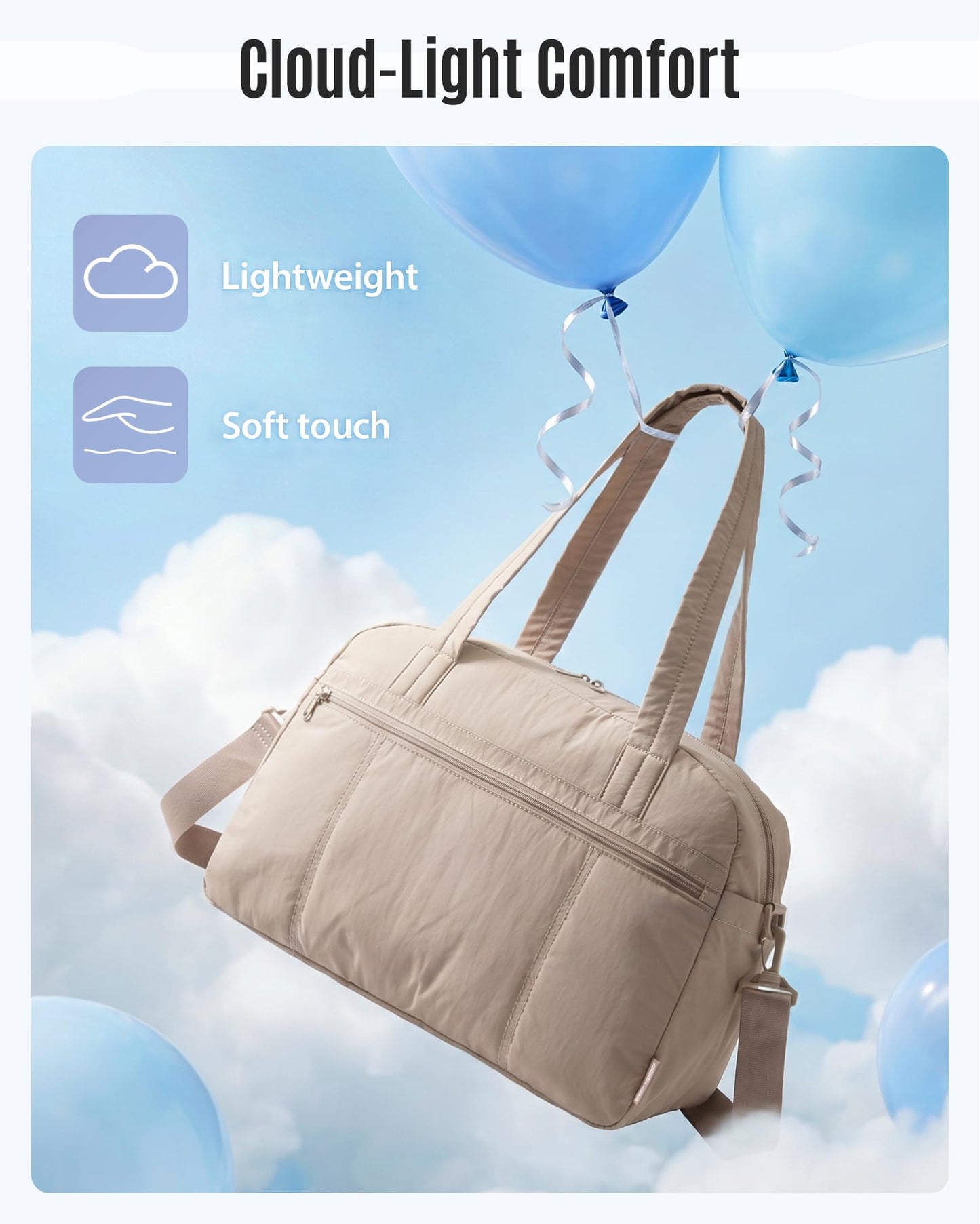 LIGHT FLIGHT Reisetasche Handgepäck Tasche Leichte Sporttasche Mit Kulturbeutel, 20L Travel Duffle Gym Bag Kliniktasche Geburt Krankenhaustasche, Braun