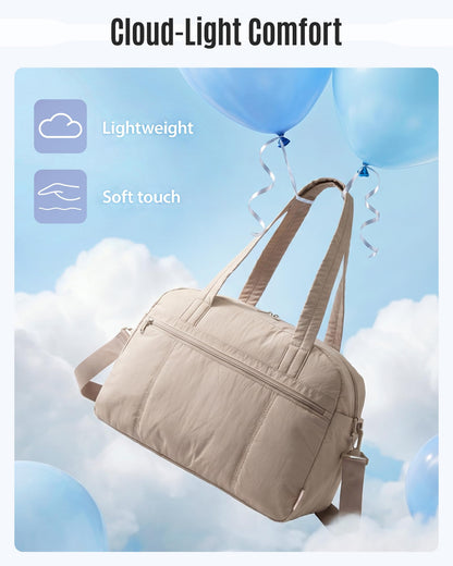 LIGHT FLIGHT Reisetasche Handgepäck Tasche Leichte Sporttasche Mit Kulturbeutel, 20L Travel Duffle Gym Bag Kliniktasche Geburt Krankenhaustasche, Braun