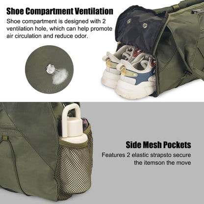 SIVENKE Sporttasche für Damen Yogatasche mit Schuhfach & Nassfach Reisetasche Tragetasche für Yogamatten Freizeit Handtasche Schwimmtasche Gym Tasche für Damen und Herren