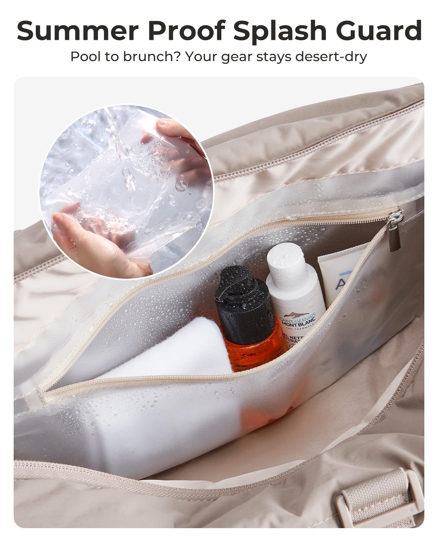 bagsmart Reiki Sporttasche für Damen, Reisetasche für Yogamatten mit Nass- und Trockenfach, 18L Gesteppte Sporttasche für Wochenende/Schwimmen, Sandbraun