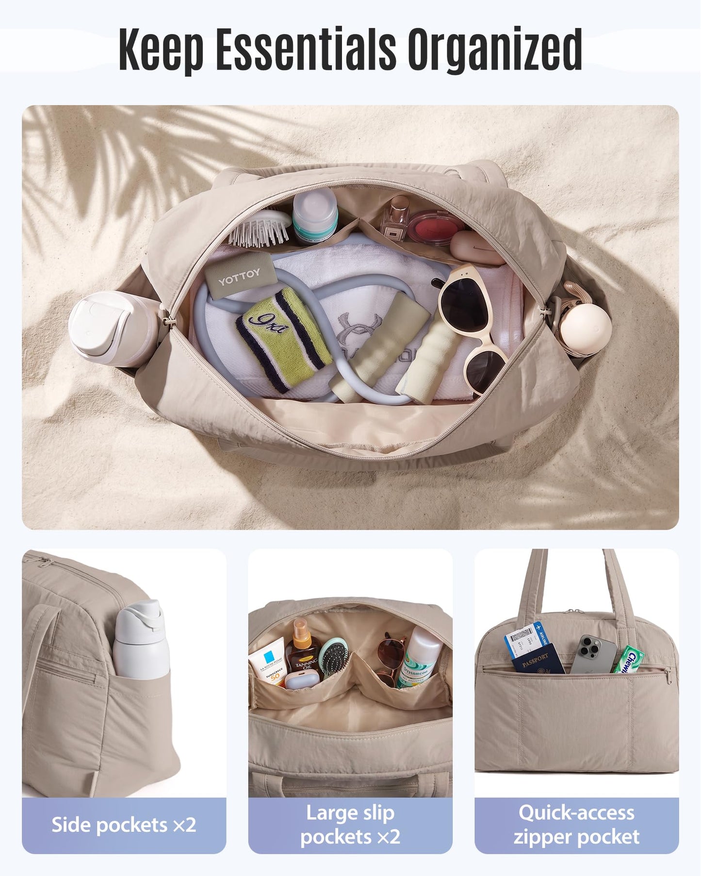 LIGHT FLIGHT Reisetasche Handgepäck Tasche Leichte Sporttasche Mit Kulturbeutel, 20L Travel Duffle Gym Bag Kliniktasche Geburt Krankenhaustasche, Braun